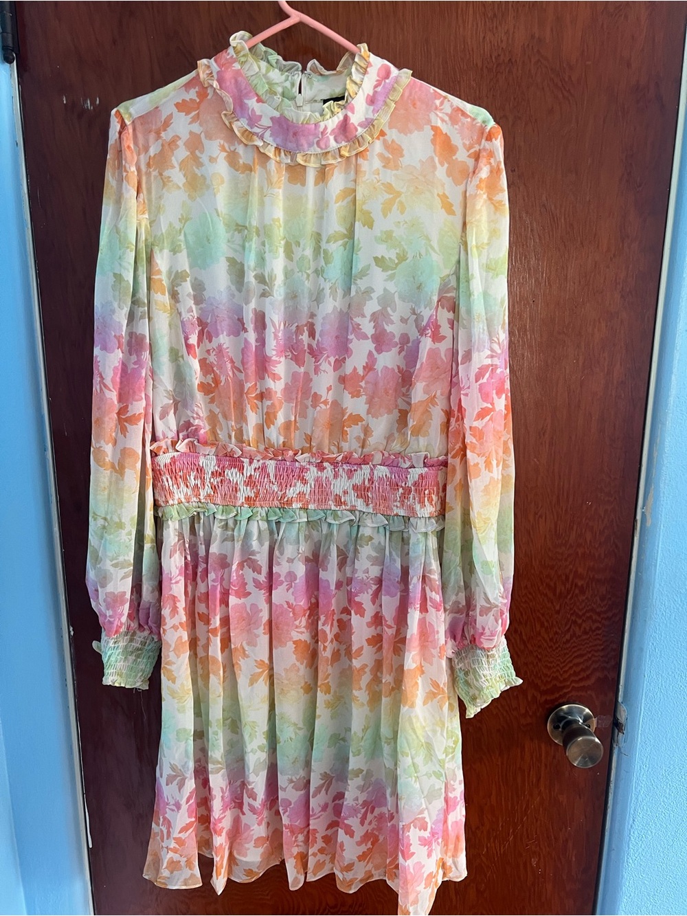Fate Pastel Floral Midi Dress - Pink, Peach, Yellow, Green